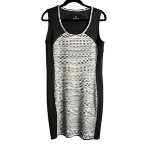 Athleta Black and White Sleeveless Scuba Fuse Dress Size Medium
